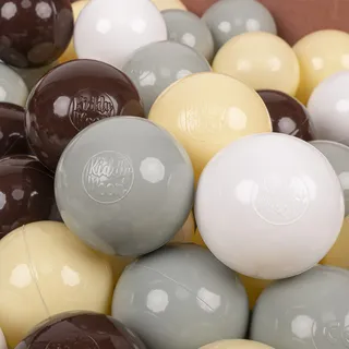KiddyMoon 300 bälle/7cm kinder bälle spielbälle für bällebad baby einfarbige plastikbälle eu, grüngrau/pastellgelb/braun/weiß - Grau