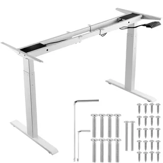 Elektrisch Verstellbares Schreibtisch-Gestell mit Doppelmotor - Höhenverstellbar 70-117 cm, Längenverstellbar 110-178 cm - Ergonomische DIY-Arbeitsplatzbasis - Weißer Rahmen