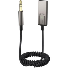 MMOBIEL AUX Bluetooth Adapter Auto USB - 3,5mm Bluetooth Empfänger - AUX BT Adapter - USB-A Bluetooth Empfänger Adapter auf 3,5mm Klinke mit Mikrofon für Drahtlos Musik & Freisprechen