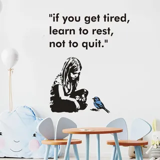 PLIGREAT Banksy Wandaufkleber Mit Mädchen Und Vogel Entfernbare Vinyl Wandaufkleber Straßen Banksy Graffiti Wandkunst Wandbilder Für Schlafzimmer Kinderzimmer Büro Zuhause Wanddeko