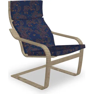 ABAKUHAUS Nautisch Poäng Sessel Polster, Fisch Shell Blumen-Strudel, Sitzkissen mit Stuhlkissen mit Hakenschlaufe und Reißverschluss, Pale Zimt Indigo