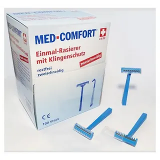 AMPri Einmalrasierer zweischneidig 100 Stück blau Med-Comfort