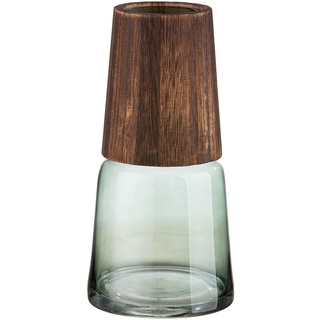 Gilde Vase Glasvase - aus Glas Holz - Deko Herbst Wohnzimmer Geschenk für Frauen - Farben: braun grün - Höhe 28,5 cm