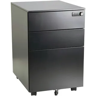 Mid.you Rollcontainer , Schwarz , Metall , 3 Schubladen , 39x60x50 cm , griffloses Öffnen , Büromöbel, Schreibtischcontainer, Rollcontainer