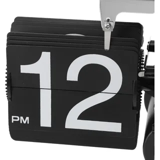 Automatische Page-Flip-Uhr, erweiterbare Zugstange, tragbar, antikes Design, mechanisch, für Zuhause, Schule, Hotel, schwarzes Blatt