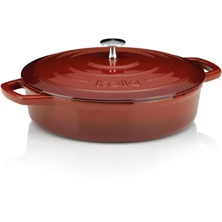 kela Bräter Calido, Ø 28 cm, 3,2 L, Gusseisen, rot, rund, Allherdboden, emailliert, hitzebeständig bis 300° C, 11938