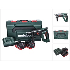 Metabo, Bohrmaschine + Akkuschrauber, KH 18 LTX 24 Akku Kombihammer 18 V 2,1 J SDS plus + 2x Akku 5,5 Ah + Ladegerät + metaBOX (Akkubetrieb)