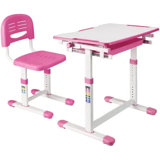 [en.casa] Kinderschreibtisch-Set 2 Tlg. Sala , Pink, Weiß , Kunststoff , 1 Schubladen , Rechteckig , 66.5x54x47.5 cm , Babymöbel & Kindermöbel, Kinderzimmer & Jugendzimmer, Kinderschreibtische