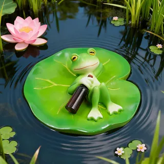 Frosche Garten Dekoration Frühling & Sommer Frösche Figuren Gartendeko für Draußen Wetterfest Gartenfiguren & Gartenstatuen Teichdeko Seerosenfrosch Statue für Terrasse, Teich, Balkon, Geschenk