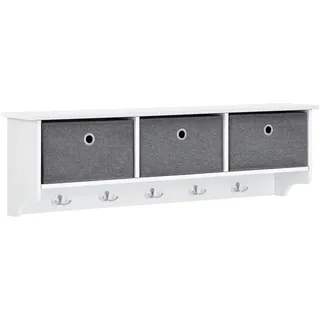 [en.casa] Wandgarderobe Horsens , Weiß , Holzwerkstoff , 100x30x20 cm , Garderobe, Garderobenpaneele, Wandgarderobe