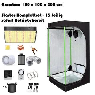 JUNG Gewächshaus Growbox Komplettset Anzuchtset mit Zuchtzelt LED Lampe, Anbau P