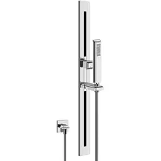 Gessi Eleganza, Duschgarnitur mit Wandanschlussbogen, Antikalk-Handbrause aus Metall und Brauseschlauch 1,50 m, 46144, Farbe: Chrom