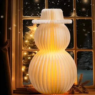 SUNBEAUTY 50cm Papier Weihnachtsbaum Lampe Deko Weiß 3D Waben Papierbäume Weihnachtskugel Aufhängen Deko Weihnachtsdekoration für Esstisch Fensterbank Kaminsims das Schlafzimmer