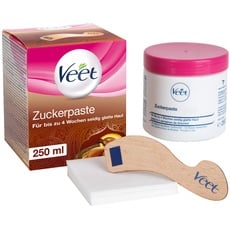 Veet Pure Zuckerpaste mit Vanilleblütenduft - Sugaring Paste für die Haarentfernung an Körper & Gesicht - 1 x 250 ml inkl. Holzspatel & Stoffstreifen