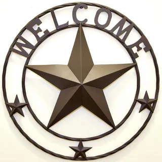 BestGiftEver Texas Metall Star Circle Wandbehang Dekor Metal Welcome with Stars Circle Wall Hanging Decoration