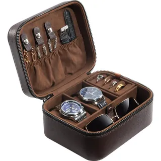 ProCase 2 Slot Uhren Reiseetui Reise Uhrenbox Travel Watch Case | PU-Leder Uhrenkoffer, Travel Watch Box Herren Schmuckbox mit getrennten Fächern für vielseitige Aufbewahrung