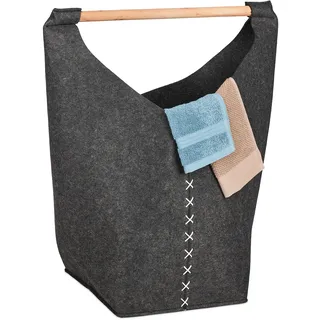 Relaxdays Wäschesammler aus Filz, 50 l, großer Wäschekorb für Bad, Schlafzimmer UVM., zum Tragen, faltbar, Farbwahl