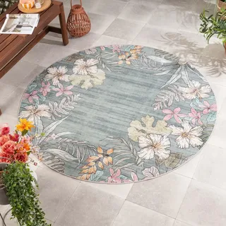 Rund Outdoor Teppich - Poppy Olivgrün - Ø 140 cm - Balkon, Garten, Terrasse, Küche, Wintergarten - FRAAI | Home & Living - Boho - Grün