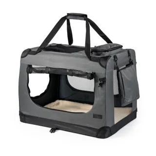 LIONTO Hundetransportbox faltbar & grau