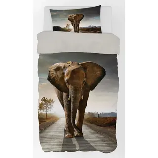 BrandMac Animal Pictures Baumwolle Grau 140 x 200 cm + 70 x 90 cm