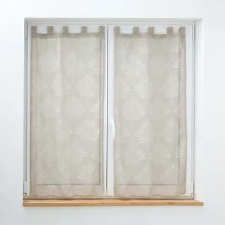 Douceur d'Intérieur Levita Schlaufenvorhang, durchscheinend, 2 Stück (2 x 60 x 90 cm), Taupe, gewebter Voile mit Applikationen