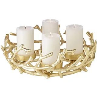 Edzard Adventskranz Porus Gold, Geweih-Design, Aluminium vernickel, Durchmesser 30 cm, für Kerzen Durchmesser 6 cm, Perfekt für Cornelius Kerzen