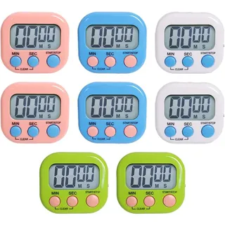Kellegour 8 pcs Digitaler Timer,Magnetisch Stoppuhr Timer,Magnetische Stoppuhr Küchentimer,Countdown Stoppuhr Küche mit LCD Lauter Alarm,4 Farbe Kurzzeitwecker Küche für Kochen Backen Sport Studieren