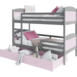 Etagenbett hochbett kinderzimmer kinderbetten jugendzimmer 200x90 grau rosa
