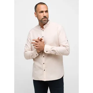 Langarmhemd ETERNA "MODERN FIT", Herren, Gr. 43, Normalgrößen, beige, Twill, 59% Baumwolle, 41% Leinen, tailliert, Manschette, Hemden Langarmhemd, EASY IRON (bügelleicht)