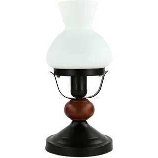 Rustikale Tischleuchte Braun Echt Holz Glas E27 Landhausstil Nachttisch Lampe