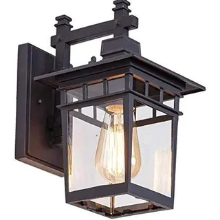 Außenlampe Retro Wasserdichter IP44 Außenwandleuchte Schwarz Wandlampe Aluminiumguss und Glas E27 Wandleuchte Balkon Zaun Gartenlampe Eingangsbeleuchtung Wandbeleuchtung 23 * 18 * 31 cm...