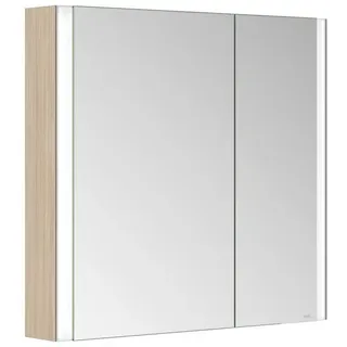 KEUCO SOMARIS Spiegelschrank Wandvorbau 2-türig, asymetrisch, mit Spiegelheizung, 800mm, 14502852201, Farbe: Eiche hell Dekor
