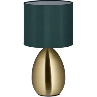Nachttischlampe mit Touchfunktion Messing - Gold, dunkelgrün
