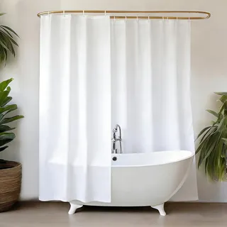 YISURE Duschvorhang Weiß 300x200, 300cm breiter Duschvorhang badewanne, überlänge wasserdichter Anti-Schimmel duschvorhang mit Magnet für Badezimmer, Breite 300 x Höhe 200 cm