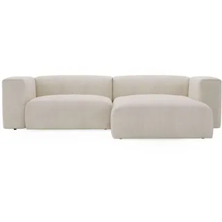 Graingold Ecksofa Landi Creme Rechts , Textil , L-Form, Ottomane rechts,L-Form , 240x180 cm , Oeko-Tex®, Reach, Hergestellt in Europa, Handmade in Europe , Wohnzimmer, Sofas & Couches, Wohnlandschaften, Ecksofas