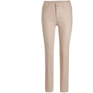 2-in-1-Hose GOLDNER "Kurzgröße Knöchellange Jeans CARLA in Braun", Damen, Gr. 23, K-Gr, beige (beige, gemustert), Obermaterial: 62% Baumwolle CO. 35% Polyester PES. 3% Elasthan EL., gerade, Hosen 2-in-1-Hose, Ziernieten
