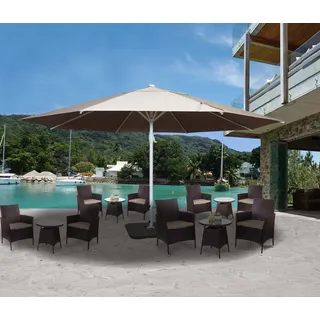 Sonnenschirm Meran II, Gastronomie Marktschirm, Ø 5m Polyester/Alu Mast weiß 28kg creme-beige mit Ständer - Beige