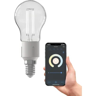CALEX Smart LED Lampe, E14, Filament, warmweißes Licht, dimmbar, WLAN App- & Sprachsteuerung