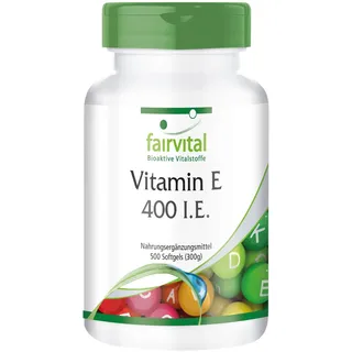 Fairvital | Vitamin E Kapseln 400 I.E. - 500 Softgels - HOCHDOSIERT - für die ganze Familie