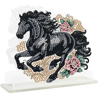 SHEGZHUC Diamond Painting Serviettenhalter Pferd im Galopp Schwarz Freistehender Tischtuchspender Papierhandtuchhalter Servietten Rahmen Serviettenspender Diamant Malerei Serviettenständer Geschenk