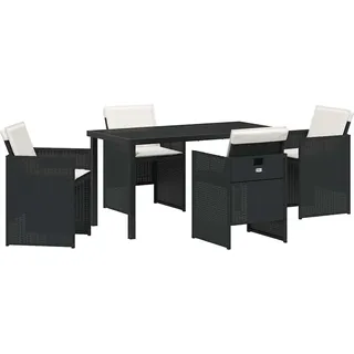 vidaXL Garten Essgruppe mit Kissen 5 pcs Schwarz Poly-Rattan - Schwarz