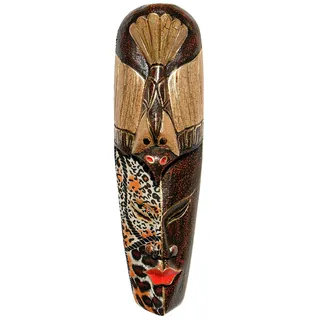 Wogeka - 50 cm Batik Ethno Wand-Maske - im Afrika Style aus Holz als Geschenk-Idee zu Weihnachten Geburtstag Dekoration - Handarbeit Schnitzerei von Bali BATIK02