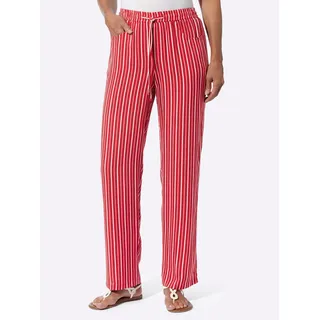 Schlupfhose CLASSIC BASICS, Damen, Gr. 22, Kurzgrößen, weiß (rot, weiß, gestreift), 100% Viskose, gemustert, mehrfarbig, lang, Hosen Schlupfhose
