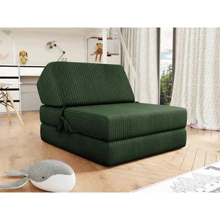 Mirjan24 Sofa Kevin Cord mit Schlaffunktion, Schlafsofa, Bettsessel, Klappmatratze (Farbe: Poso 14) - Grün