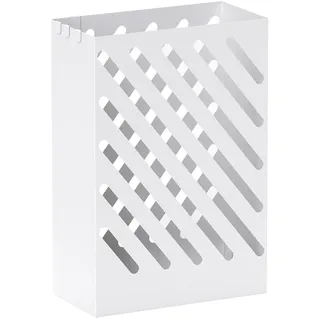 Homcom Schirmständer Regenschirmständer mit 4 Haken und Wasserauffangschale Weiß , Metall , 14x41x28 cm , Garderobe, Schirmständer