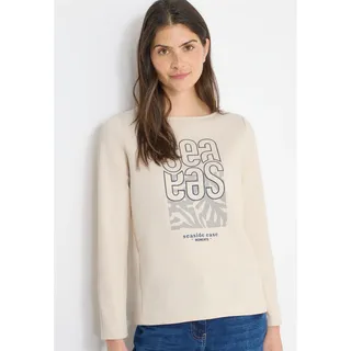 Cecil Langarmshirt modernes Front-Artwork mit Stickerei, pearl beige