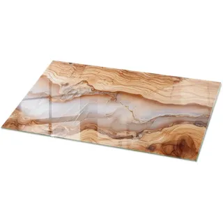Tulup Tischplatte 140 x 70 cm Glas Holz beige
