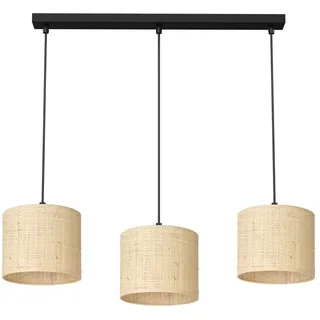 Hängeleuchte Jovin mit drei Rattanschirmen, linear - Beige