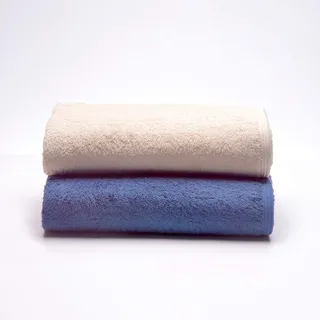Sancarlos - 2er-Set Ocean Duo Badetücher, Farbe Beige und Dunkelblau, 100% Baumwolle, 550 g/m2