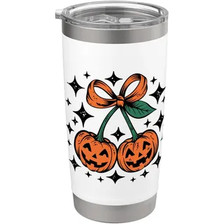 Kürbis Kirschen Schleife Halloween Kokette Herbst Retro Herbst Doppelwandiger Edelstahl-Thermobecher